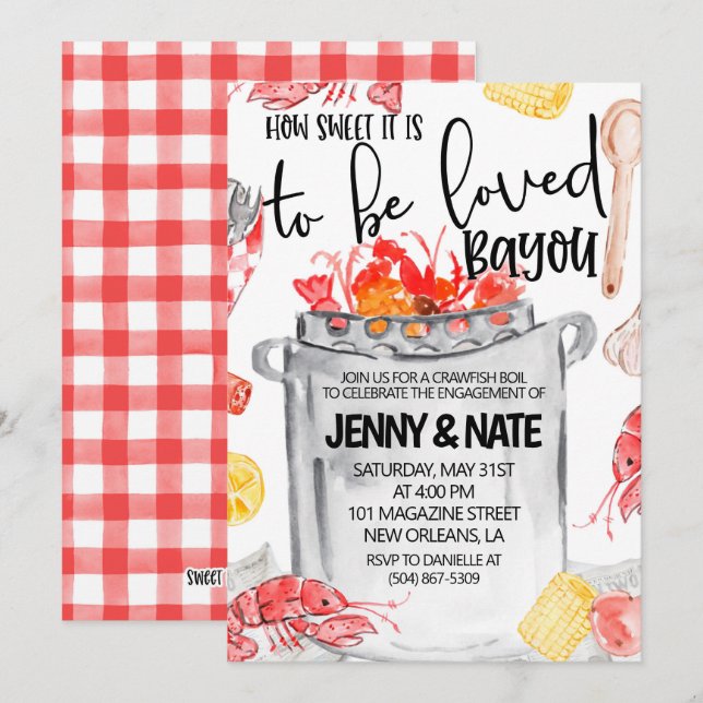 Invitation de fête de fiançailles au bouillon d'éc (Devant / Derrière)