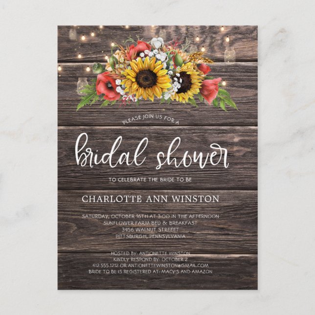 Invitation de Fête de Fiançailles aux Tournesols R (Devant)