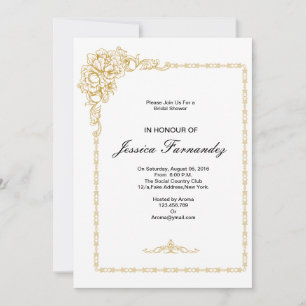 Invitation de Fête de Fiançailles Dorée avec Optio
