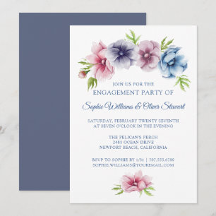 Invitation de fête de fiançailles florale Anémone