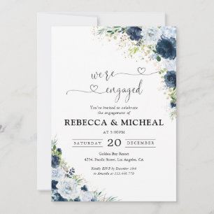 Invitation de fête de fiançailles florale Navy ble