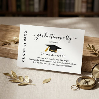 Invitation de fête de fin d'études à chapeau en aq