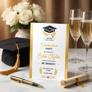 Invitation de fête de fin d'études à dégradé dessi