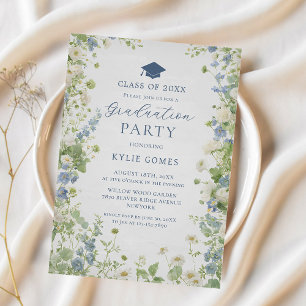 Invitation de fête de fin d'études au jardin de fl