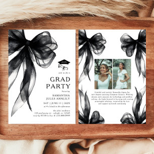 Invitation de fête de fin d'études avec un nœud no