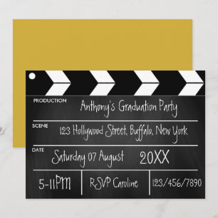 Invitation de fête de fin d'études de film Hollywo