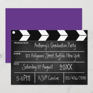 Invitation de fête de fin d'études de film Hollywo
