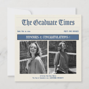 Invitation de fête de fin d'études de style journa