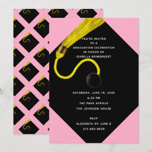 Invitation de fête de fin d'études rose