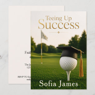 Invitation de fête de fin d'études thème golf