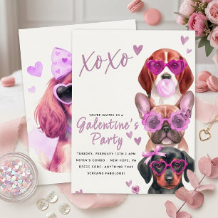Invitation de fête de Galentine pour chien, aquare