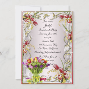 Invitation de fête de jeune fille en fleurs de tul