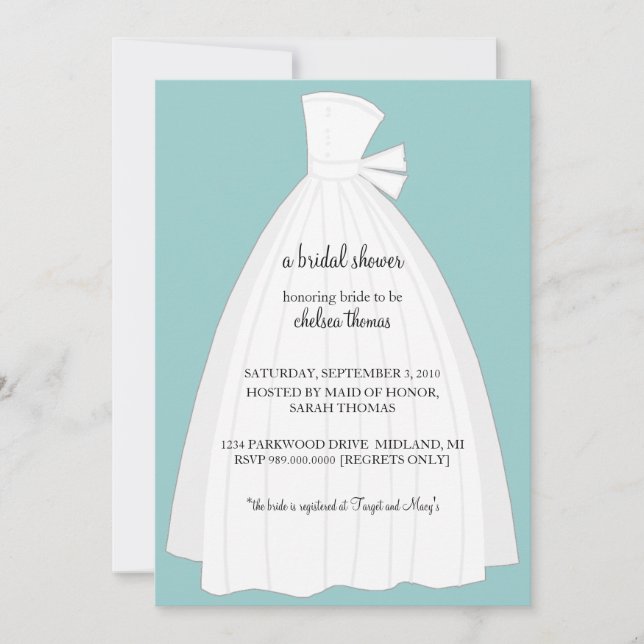 Invitation de Fête de la mariée {bleu turquoise} (Devant)
