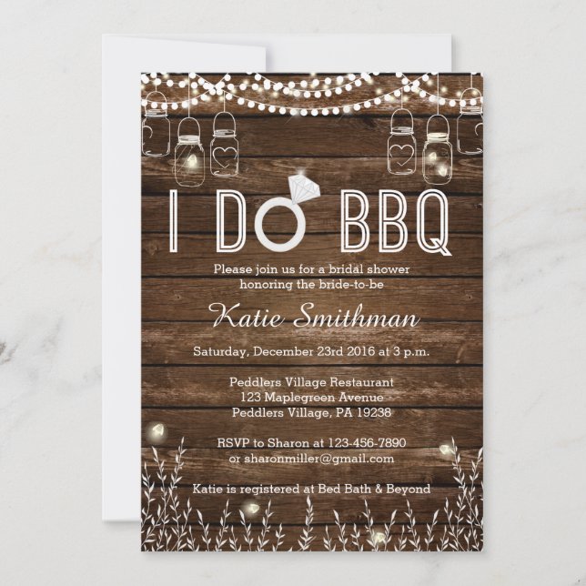 Invitation de Fête de la mariée de BBQ - BBQ (Devant)