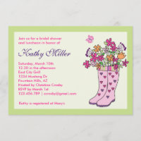 Invitation de Fête de la mariée de bottes de pluie