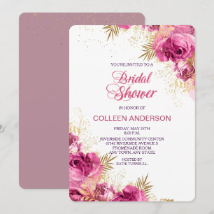 Invitation de Fête de la mariée de bouquet de rose