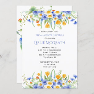 Invitation de Fête de la mariée de fleurs sauvages