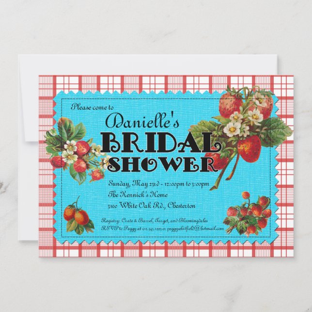 Invitation de Fête de la mariée de fraise (Devant)