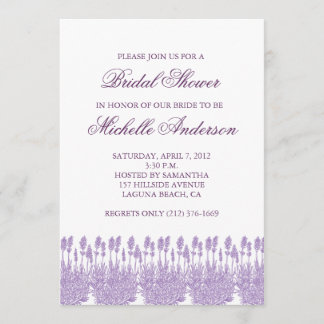 Invitation de Fête de la mariée de lavande