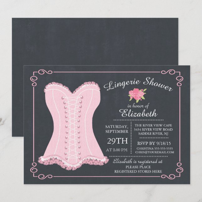 Invitation de Fête de la mariée de lingerie de (Devant / Derrière)