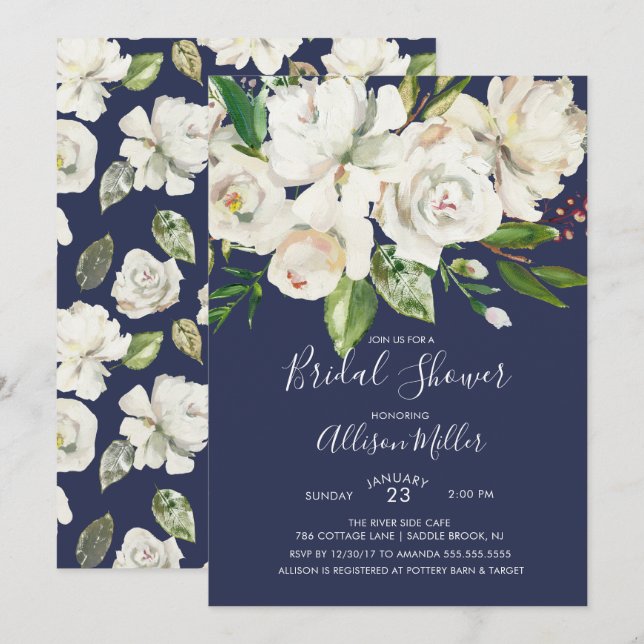 Invitation de Fête de la mariée de marine et de (Devant / Derrière)