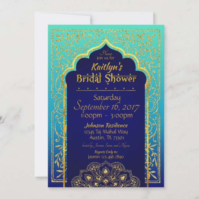 Invitation de Fête de la mariée de mille et une (Devant)