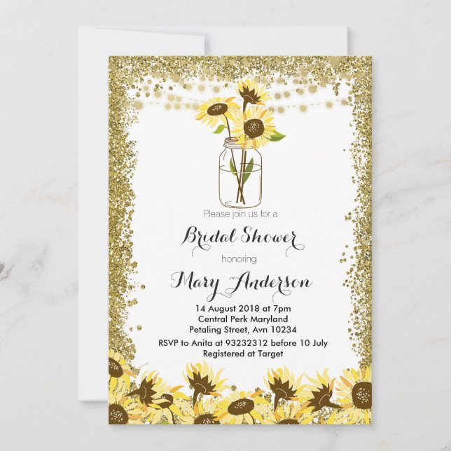 Invitation de Fête de la mariée de pot de maçon (Devant)