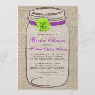 Invitation de Fête de la mariée de pot de maçon de