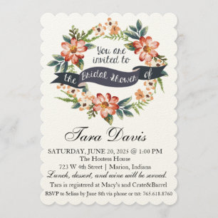 Invitation de Fête de la mariée de réception en