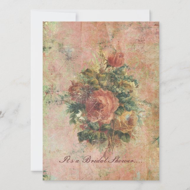 Invitation de Fête de la mariée de roses de chou (Devant)