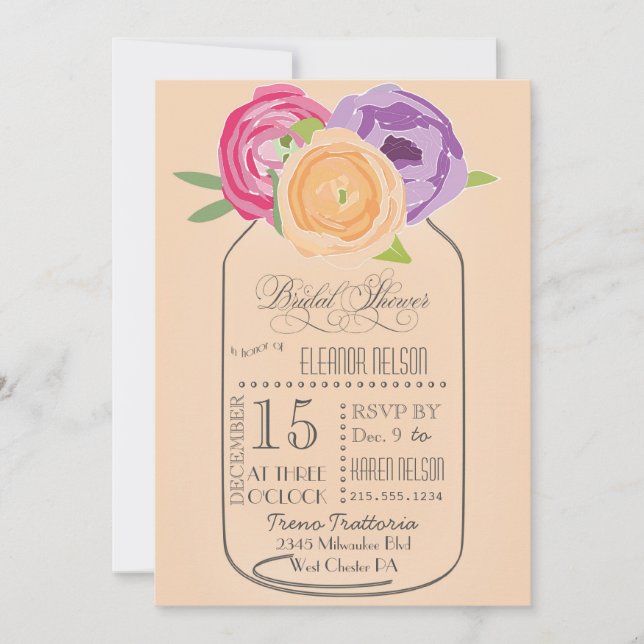 Invitation de Fête de la mariée de tableau de pot (Devant)