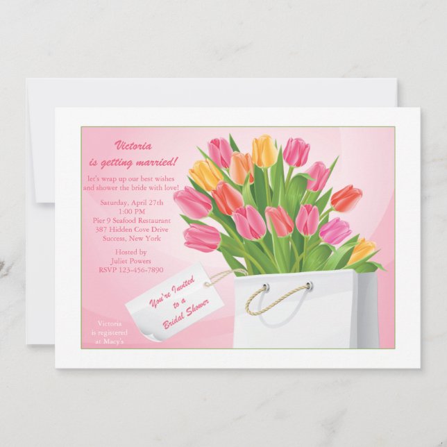 Invitation de Fête de la mariée de tulipes (Devant)