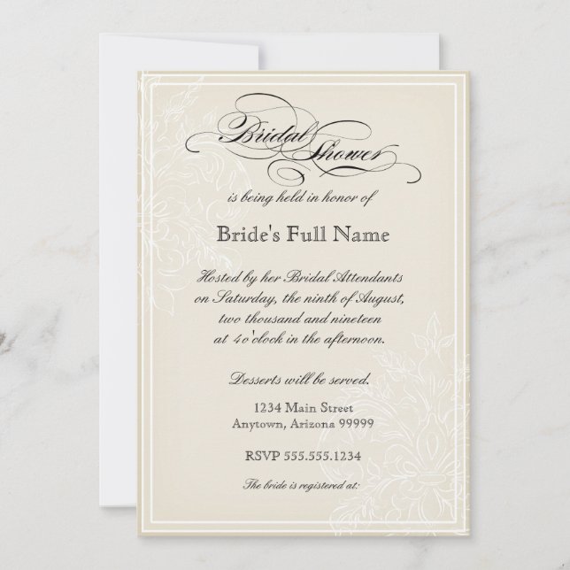 Invitation de Fête de la mariée d'hortensia de (Devant)