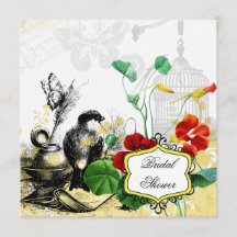 Invitation de Fête de la mariée d'oiseau et de