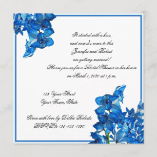 Invitation de Fête de la mariée d'orchidée bleue