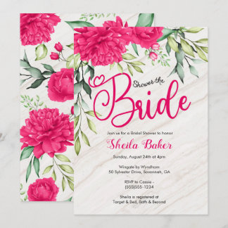 Invitation de Fête de la mariée - floral rose