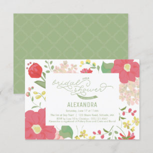 Invitation de Fête de la mariée - jardin, floral,