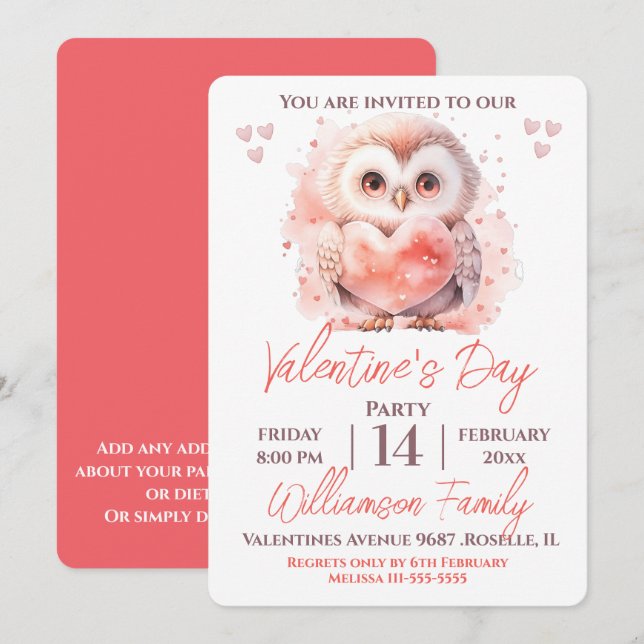 Invitation de fête de la Saint-Valentin avec un hi (Devant / Derrière)