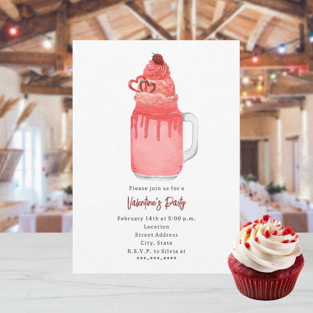 Invitation de fête de la Saint-Valentin Milkshake  (Créateur téléchargé)