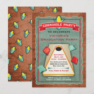Invitation de fête de lancer de sac de haricots de