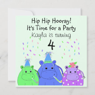 Invitation de fête de l'hippopotame ridicule