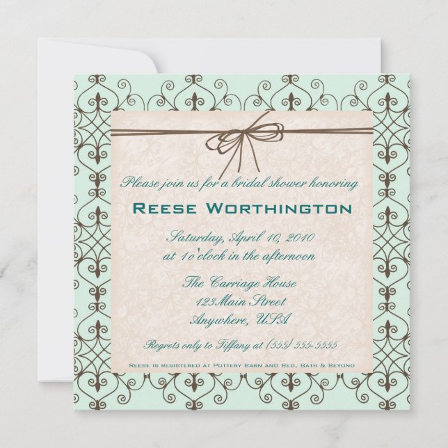 Invitation de Fête de l'mariée au chocolat et à la (Devant)