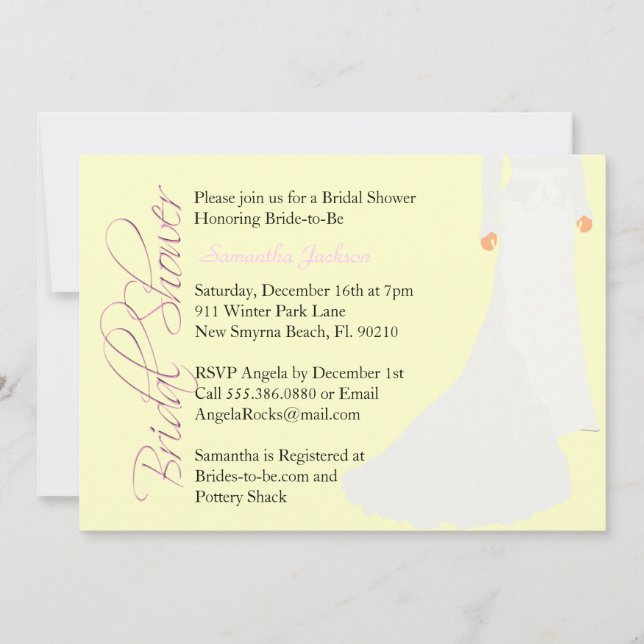 Invitation de Fête de l'mariée de mariée CUTE (Devant)