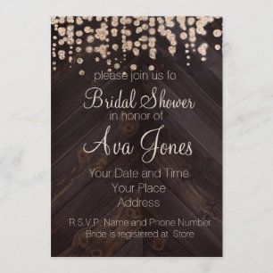 Invitation de Fête de l'mariée en bois rustique et