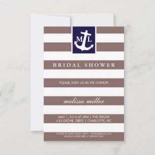 Invitation de Fête de l'mariée - Initiales nautiqu
