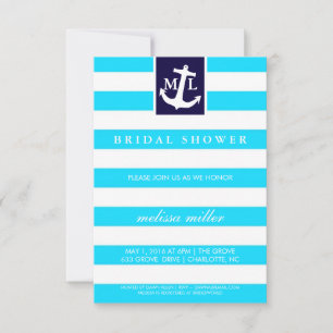 Invitation de Fête de l'mariée - Initiales nautiqu