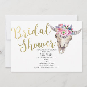 Invitation de Fête de Mariage Florale Crâne de Vac