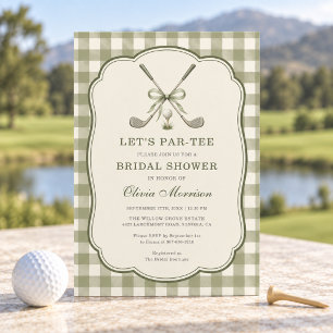 Invitation de Fête de Mariage Gingham Golf Let's P