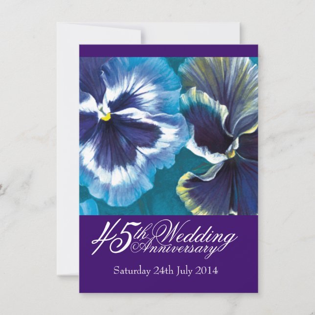 Invitation de fête de mariage saphir de 45 ans ble (Devant)