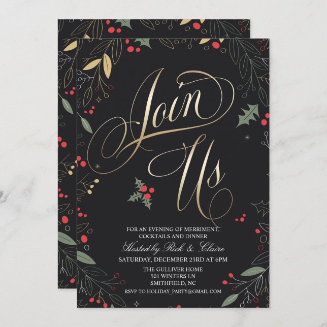 Invitation de fête de Noël (Devant / Derrière)